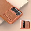 Nillkin Qin Leather Pro Case Case for Samsung Galaxy S22+ (S22 Plus) Camera Protector Holster Cover Flip Case Brown