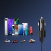 Joyroom car charger 2 x USB with illumination 24W + power cable 3in1 USB Type C / micro USB / Lightning 1.2m black (JR-CL10)