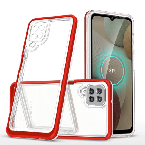 Clear 3in1 Case for Samsung Galaxy A22 4G Frame Gel Cover Red