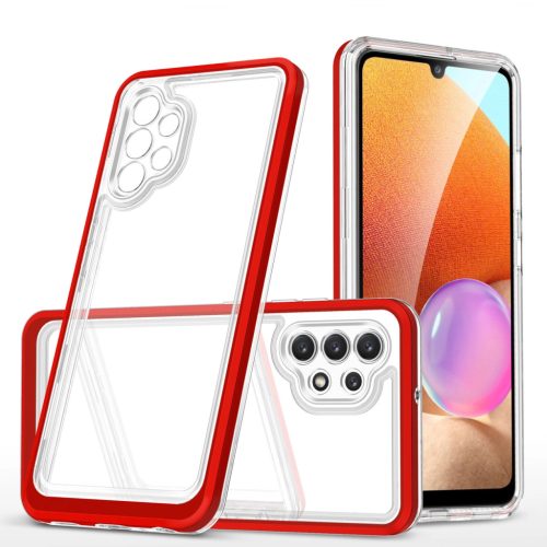 Clear 3in1 Case for Samsung Galaxy A72 4G Frame Gel Cover Red