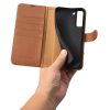 iCarer Haitang Leather Wallet Case Leather Case for Samsung Galaxy S22 + (S22 Plus) Wallet Housing Cover Brown (AKSM05BN)