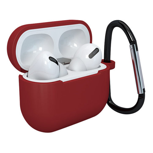 Apple AirPods 3 puha szilikon fülhallgatók tok + kulcstartó piros