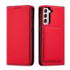 Magnet Card Case for Samsung Galaxy S22 + (S22 Plus) Pouch Wallet Card Holder Red