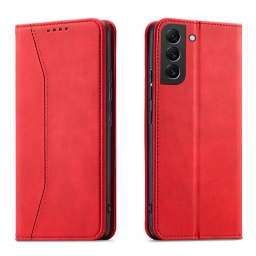 Magnet Fancy Case Case for Samsung Galaxy S22 + (S22 Plus) Pouch Wallet Card Holder Red