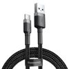 Baseus Cafule kábel tartós nylon kábel USB / USB-C QC3.0 3A 1M fekete-szürke (CATKLF-BG1)