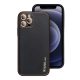 IPHONE 15 PRO MAX telefonhoz fekete LEATHER Case bőr tok