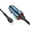 HOCO autós töltő Type C + USB QC3.0 Power Delivery 20W kábellel iPhone Lightning 8 tűs Z46A kék