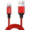 Baseus Yiven Nylon harisnyázott USB/ Lightning kábel 2A 1.8m piros