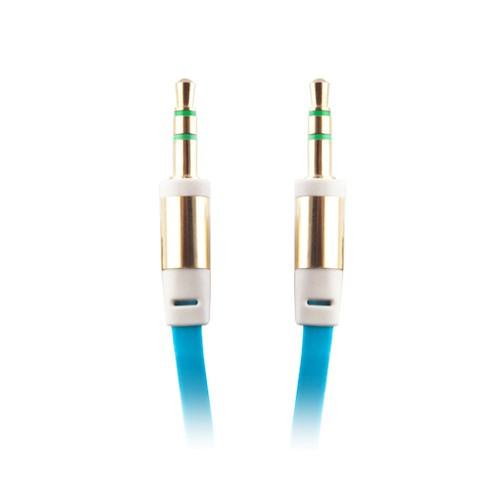 3,5 - 3,5 MM JACK AUDIO KÁBEL 1 M-ES LAPOS VEZETÉKKEL - KÉK