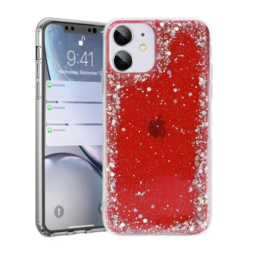 Samsung Galaxy A21S Etui Brilliant Clear piros glitteres telefontok