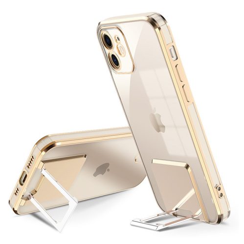 iPhone 12 Pro Tel Protect Kickstand Luxury telefontok arany kerettel kihajtható támasszal